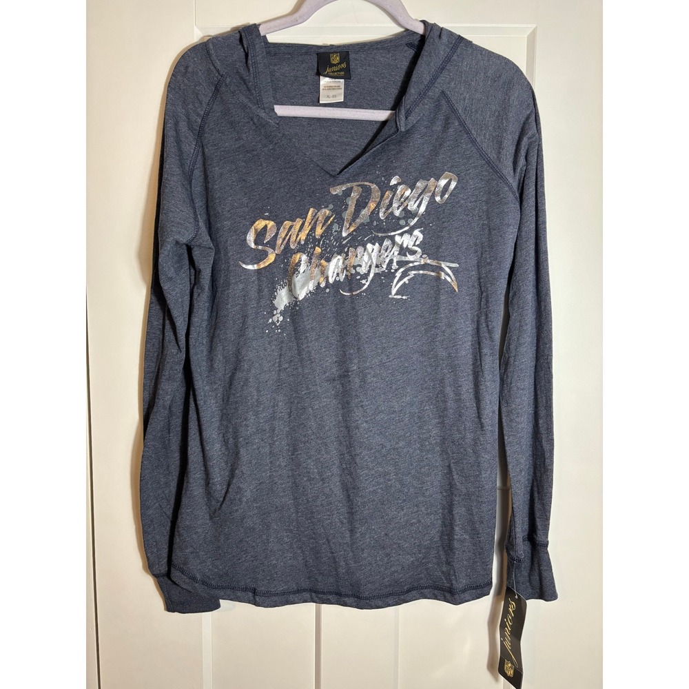 NFL Juniors Collection San Diego Chargers LongSleeve Grey Top w/ hood Size XL